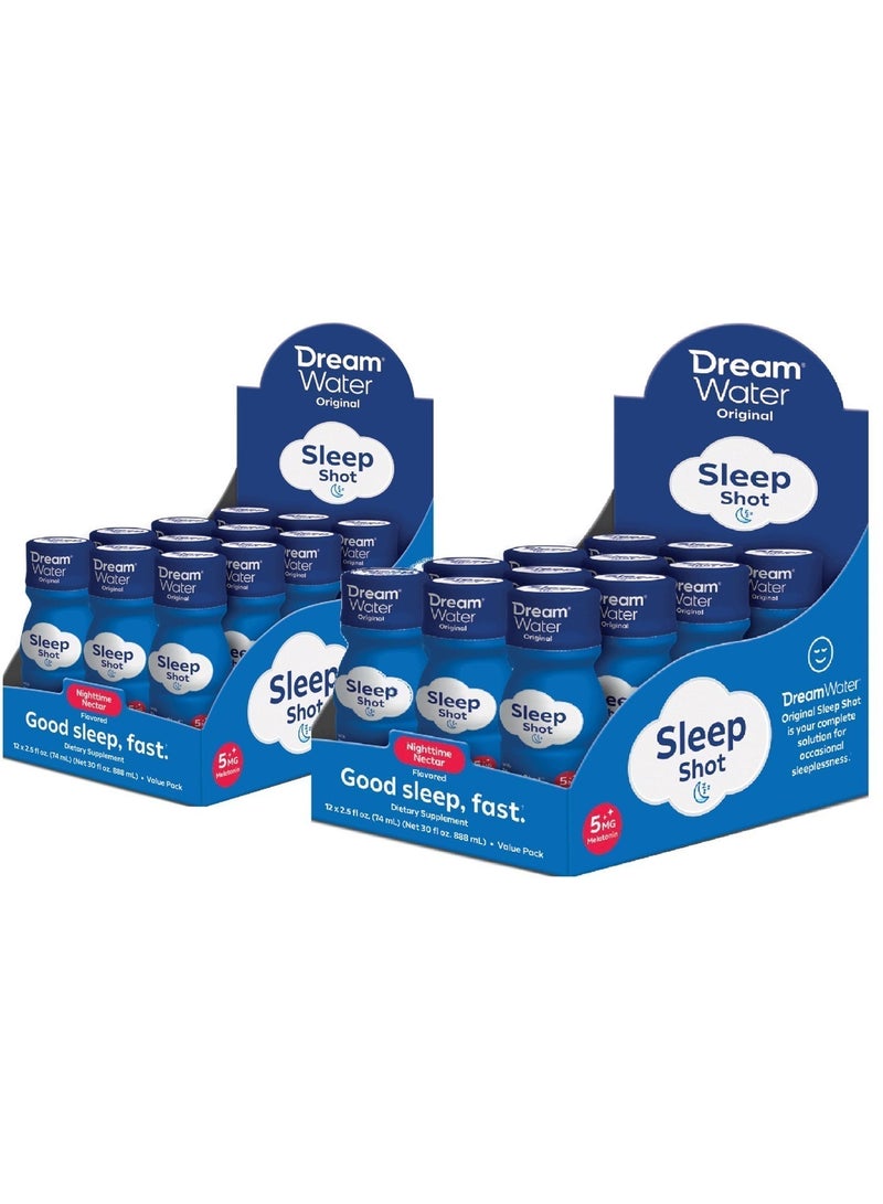 Dream Water مشروب مكمل للمساعدة على النوم؛ الميلاتونين 5 ملغ، GABA، 5-HTP؛ خالٍ من السكر، نكهات طبيعية، بدون ألوان مضافة، 2.5 أونصة من جرعات النوم السائلة، رحيق الليل، 24 قطعة قد تختلف العبوة - Image 5