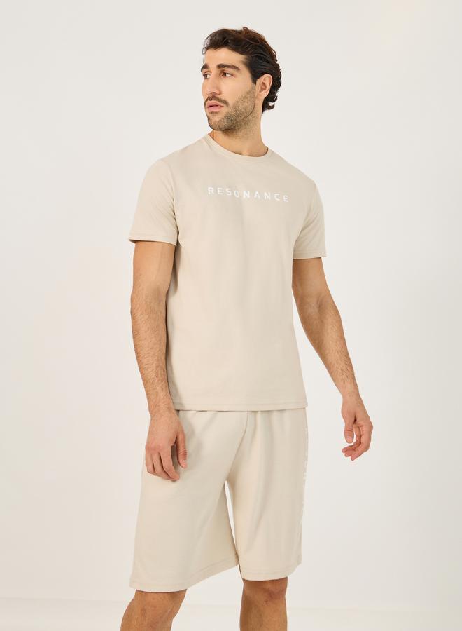 Styli Slogan Print Round Neck T-Shirt and Short Pyjama Set - Image 2