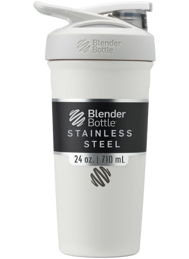 Blender Bottle - Blender Bottle Strada Shaker Cup Insulated Stainless Steel Water with Wire Whisk, 24-Ounce, White - Image 1