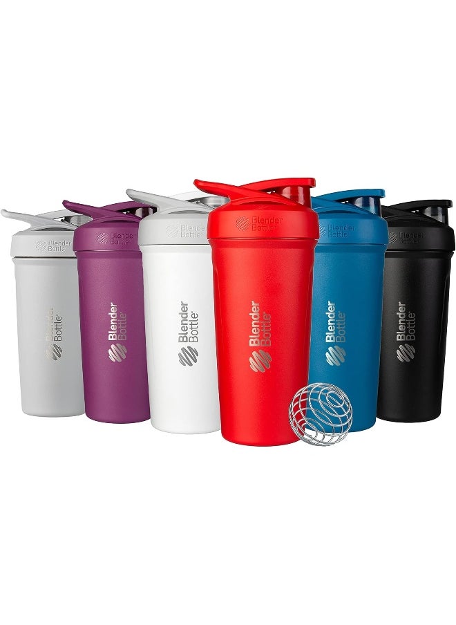 Blender Bottle - Blender Bottle Strada Shaker Cup Insulated Stainless Steel Water with Wire Whisk, 24-Ounce, White - Image 1