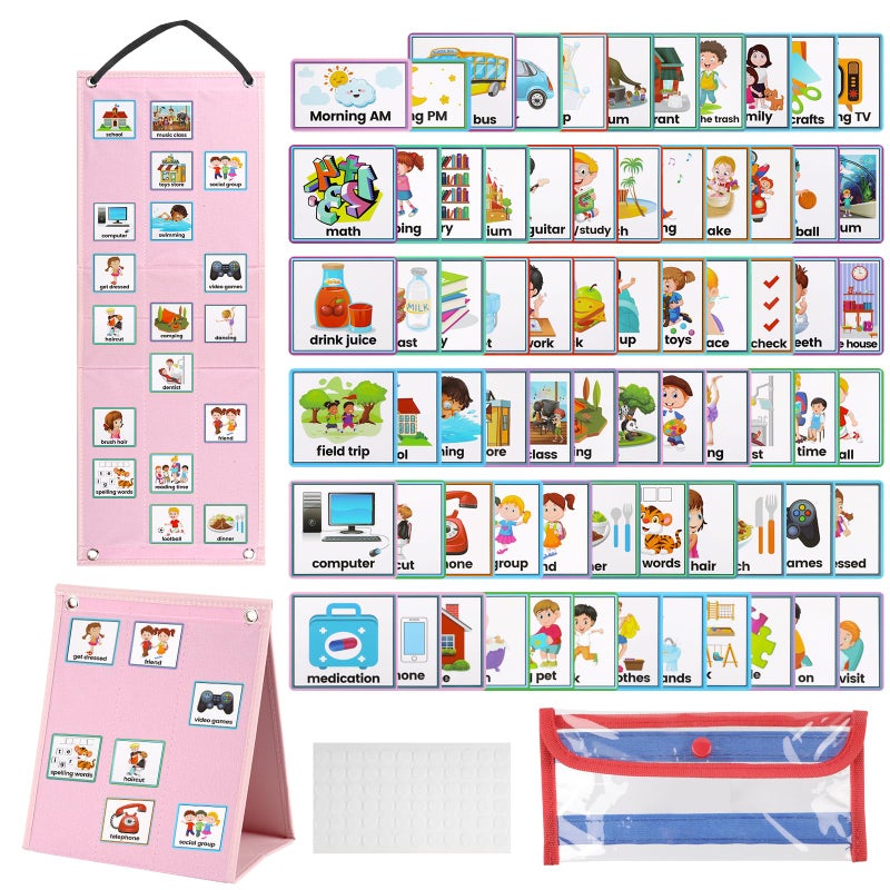 Tikplus Visual Timetable for Autistic Children, 70 Pecs Cards, Now And Next Board，Daily Routine Chart for Children, Visual Cards for Autistic Children, for School Kids To Support Communication, ADHD,ASD - Image 1