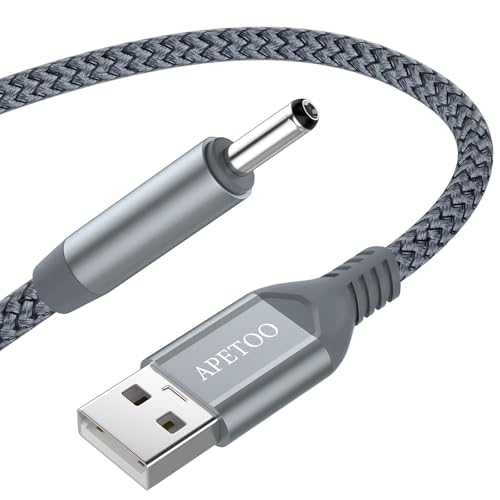 APETOO 6.6FT 5V USB to DC 3.5mm x 1.35mm Plug Charging Cable Replacement Charger Cord for Foreo Luna/Luna2/Luna3/Luna Mini & Mini2/FOREO ISSA Series E-Toothbrush, Hub, Mini Speaker/Fan, Table Lamp - Image 1