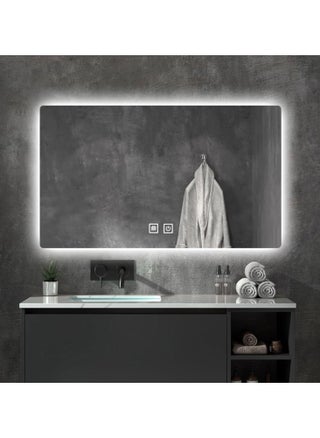 LED Bathroom Mirror with Anti-Fog 100x60 cm – Backlit & Front Lights, 3 Color Dimmable Vanity Mirror, Waterproof, Memory Function, Horizontal/Vertical Mount, Adjustable Brightness, Modern Wall-Mounted LED Lighted Makeup Mirror for Bathroom, Stylish Design. - pzsku/Z67C09018F6AC1DA38189Z/45/_/1723811456/8dc21f23-dc70-4966-b9f8-fe43e09be2d7