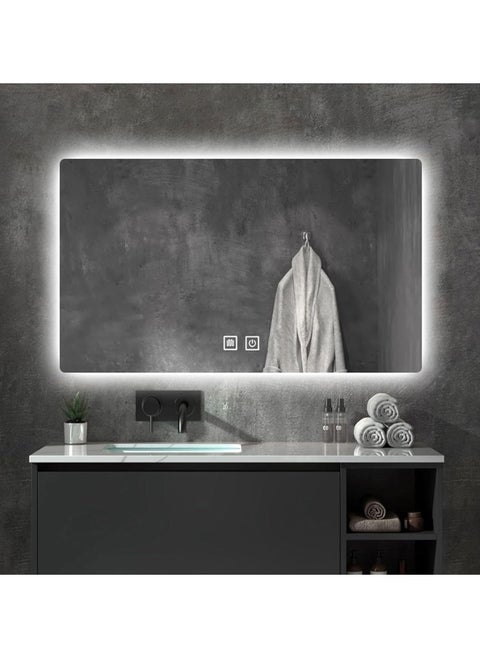 LED Bathroom Mirror with Anti-Fog 100x60 cm – Backlit & Front Lights, 3 Color Dimmable Vanity Mirror, Waterproof, Memory Function, Horizontal/Vertical Mount, Adjustable Brightness, Modern Wall-Mounted LED Lighted Makeup Mirror for Bathroom, Stylish Design.