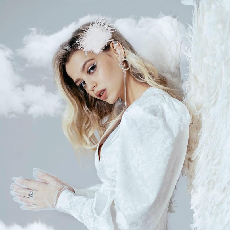 2 Pcs Feather Hair Clip Artificial Swan Ostrich Alloy Ballet Style Hair Pins Women Bride Wedding Party Festival Stage Performance Hair Accessories White - Image 4