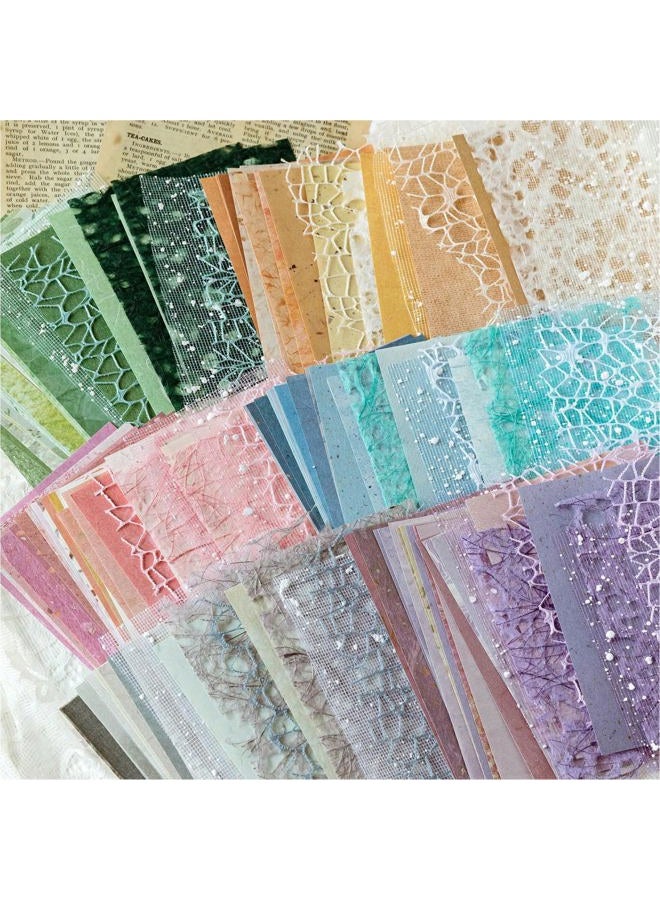Yuilgdo 156 Sheets Textured Scrapbook Paper & Mesh Fabric Assorted Set +30 Buttons - 6 Pack Mixed Special Paper for DIY Scrapbooking Planner Bullet Junk Journal Supplies Collage Background 3.9x5.5 Inch - Image 3