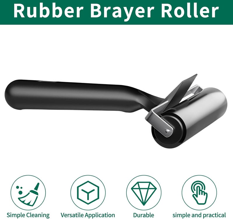 VinBee Soft Rubber Brayer Rollers for Crafting Brayer Rollers for Printmaking Brayer Tool Paint Brush Ink Applicator Art Craft Oil Painting Tool 3 Pack (2.4 inch,4 inch,5.9 inch) - Image 4