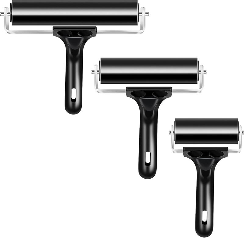 VinBee Soft Rubber Brayer Rollers for Crafting Brayer Rollers for Printmaking Brayer Tool Paint Brush Ink Applicator Art Craft Oil Painting Tool 3 Pack (2.4 inch,4 inch,5.9 inch) - Image 1