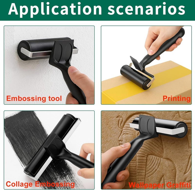 VinBee Soft Rubber Brayer Rollers for Crafting Brayer Rollers for Printmaking Brayer Tool Paint Brush Ink Applicator Art Craft Oil Painting Tool 3 Pack (2.4 inch,4 inch,5.9 inch) - Image 5