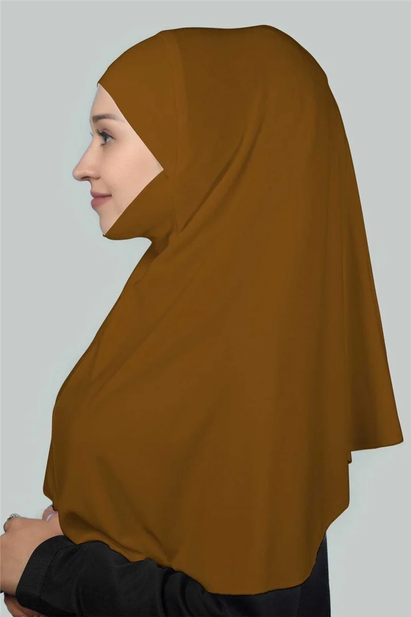 التوبة Ready-made Turban Practical Scarf with Veil Hijab with Nikap - Prayer Cover Soufflé (Xl) - Tan