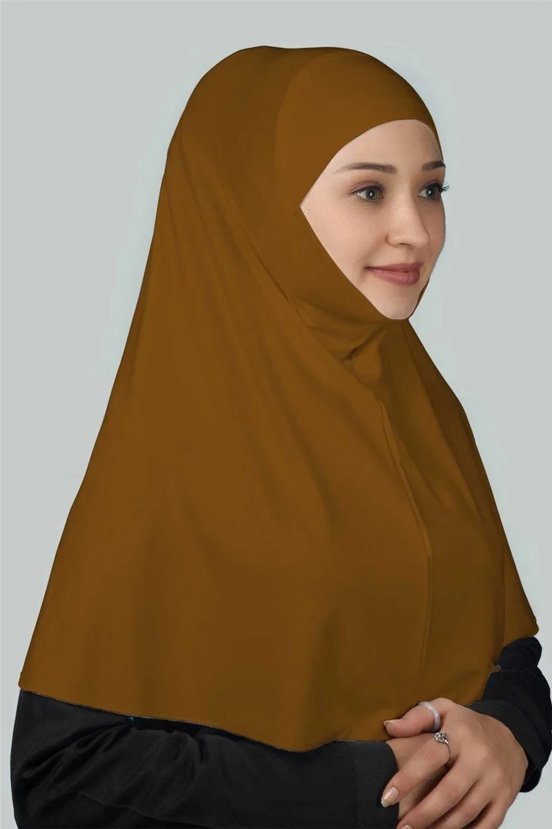 التوبة Ready-made Turban Practical Scarf with Veil Hijab with Nikap - Prayer Cover Soufflé (Xl) - Tan