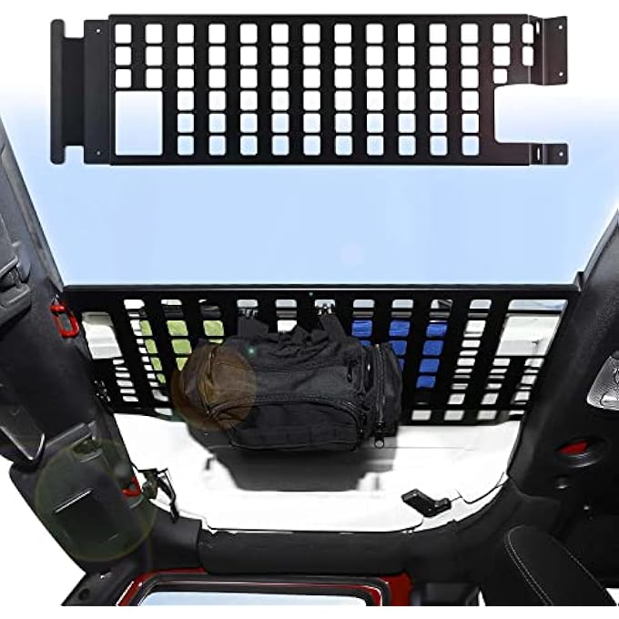 rayihni متوافق مع جيب رانجلر JK و Unlimited 2007-2018، رف تخزين أمتعة معدني بسقف صلب مع لوحة مولي - Image 2