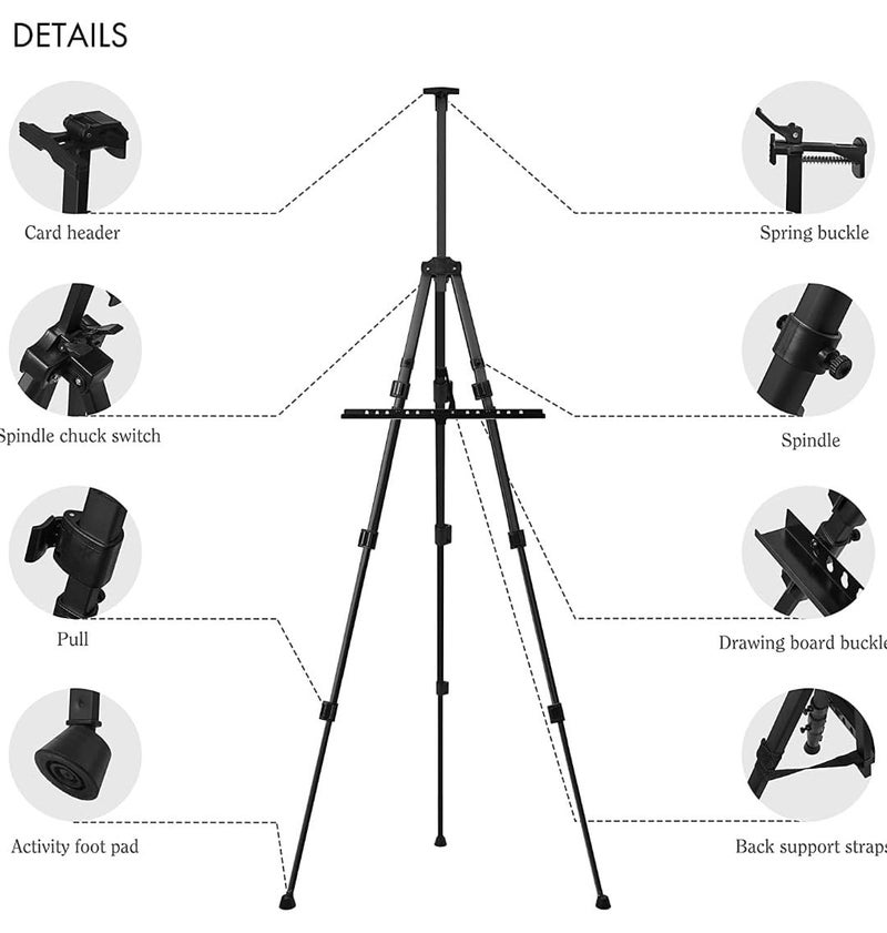 VRB DecTM Wooden Foldable/Adjustable Easel Stand for displaying Great Artwork Sketch,Art Painting,Canvas,Business Promotions, Display, Artist Students (5 FT Metal Foldable Stand - 1 Pcs) - Image 3