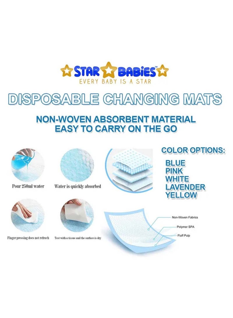 STAR BABiES Combo Packs Changing Mat 45 X 60Cm 15Pcs, Scented Bag Pack Of 5 W/Dispenser 75Bags, Bibs 15Pcs-White  - Image 3