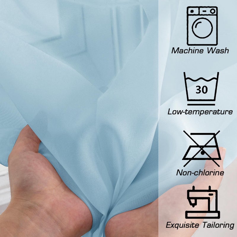 OWENIE Sheer Curtains 96 inches Long for Bedroom Living Room  Solid Light Filtering Fimly Sheer Curtains with Rod Pocket Top  Soft Sheer Long Curtains  Each 42Wx96L inch  Sky Blue - Image 5