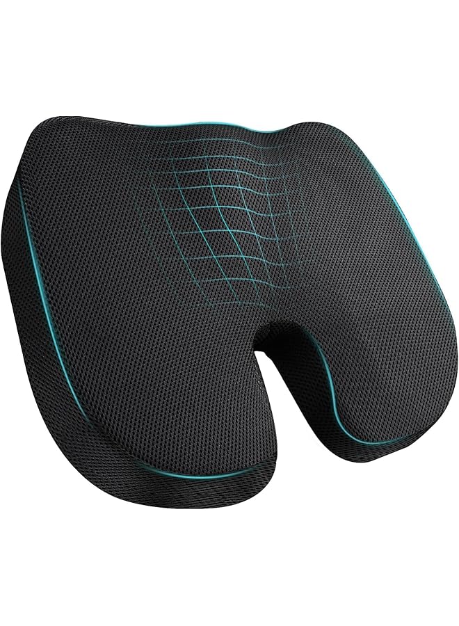 SKY-TOUCH Memory Foam Seat Cushion For Office Chair Breathable Seat Pads Orthopedic Chair Cushion Fo Rcar Seats Desk Chairs Gaming And Computer Chairs Non Slip Cushion Washable Removable Cover Black - Image 1