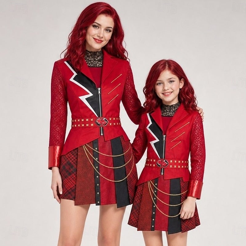 Y&D Halloween Dress Costume Red Heart Princess Fantasy Villain Heir Descendants Wicked Wonderland Cosplay Mum and Daughter Adults' Women's Halloween Carnival Party Performance Stage Easy Halloween - Image 1