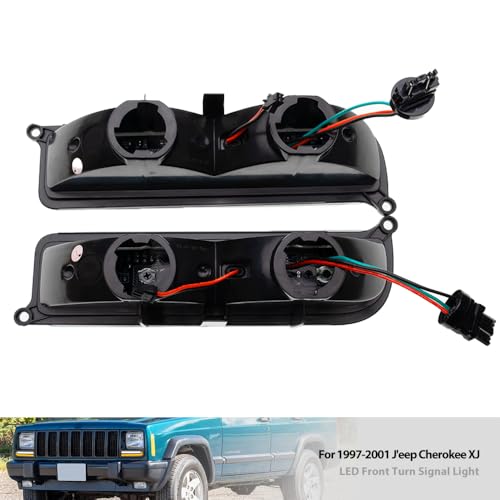 Mingrui test 2PCS Sequential LED Front Turn Signal Lights for 1997-2001 Jeep Cherokee XJ - Amber LED Bumper Signals, White Parking, Front Corner Side Marker Lamps - OEM Replacement 55055142 Clear Lens - Image 3