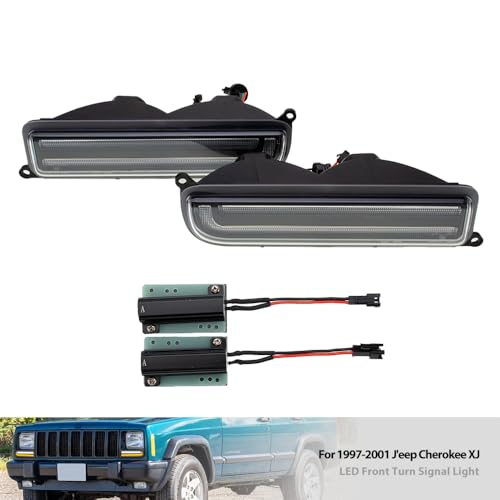Mingrui test 2PCS Sequential LED Front Turn Signal Lights for 1997-2001 Jeep Cherokee XJ - Amber LED Bumper Signals, White Parking, Front Corner Side Marker Lamps - OEM Replacement 55055142 Clear Lens - Image 4