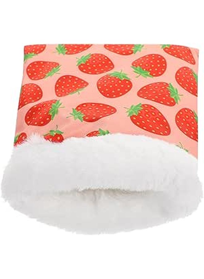 Small Pet Warm Bed Hamster Winter Hideout Cotton Nest Strawberry M Size Cozy Sleeping Pouch - Image 1