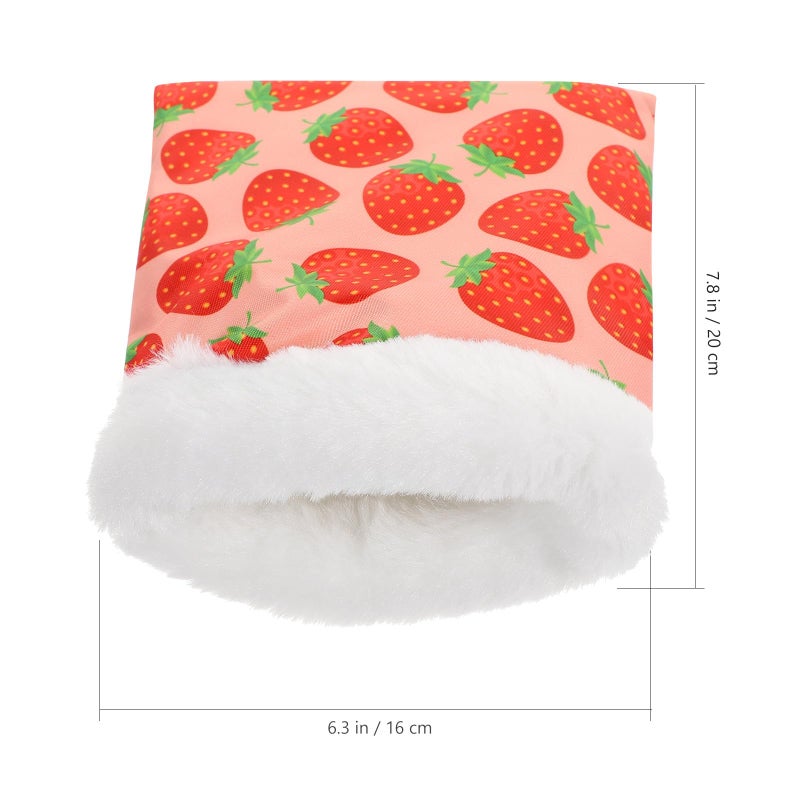 Small Pet Warm Bed Hamster Winter Hideout Cotton Nest Strawberry M Size Cozy Sleeping Pouch - Image 3