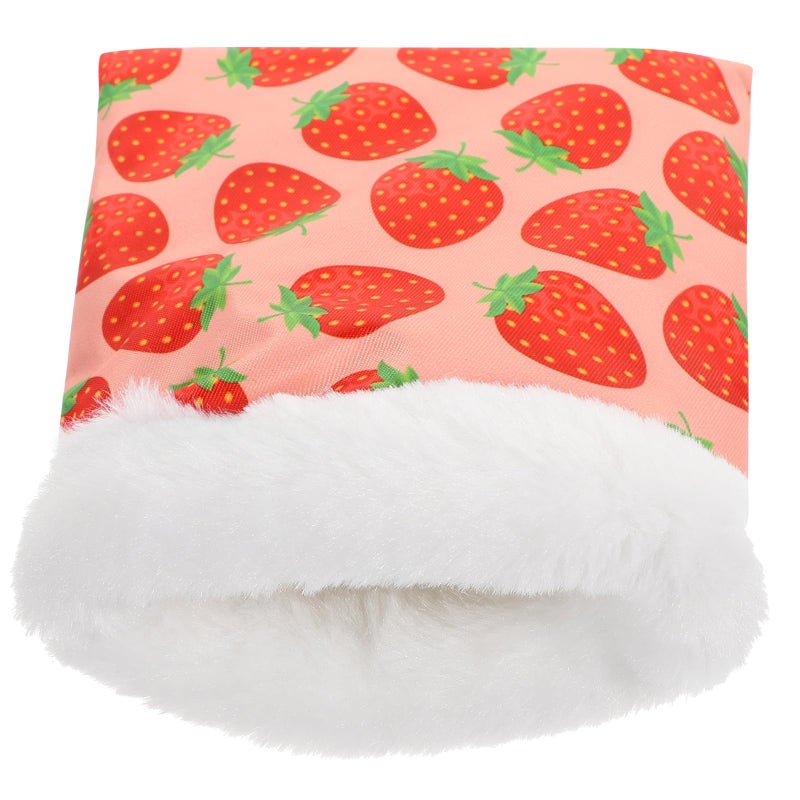 Small Pet Warm Bed Hamster Winter Hideout Cotton Nest Strawberry M Size Cozy Sleeping Pouch - Image 2