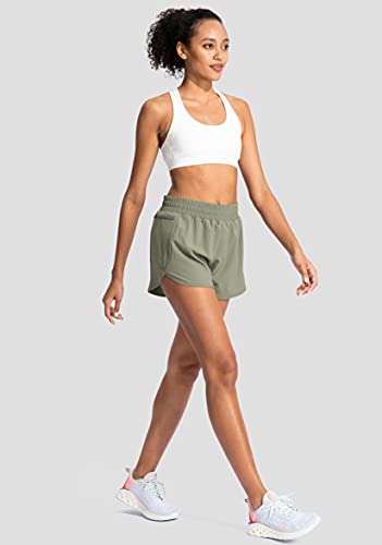 Soothfeel Womens Running Shorts with Zipper Pockets High Waisted Athletic Gym Workout Shorts for Women with Liner - Image 5
