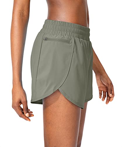 Soothfeel Womens Running Shorts with Zipper Pockets High Waisted Athletic Gym Workout Shorts for Women with Liner - Image 2