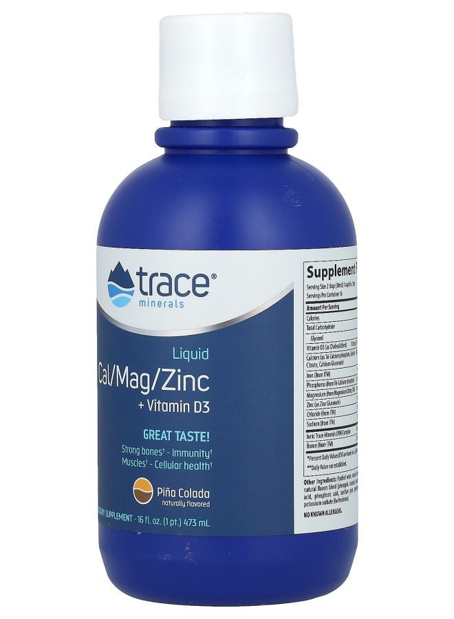 TRACE Liquid Cal/Mag/Zinc + Vitamin D3 Piña Colada 16 fl oz (473 ml) - Image 2