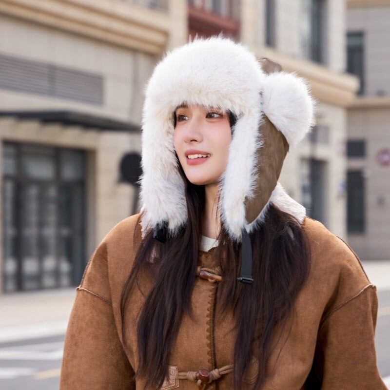 Plush Trapper Hat Unisex Winter Western Sichuan Travel Warm Hat Faux Fur - Image 3