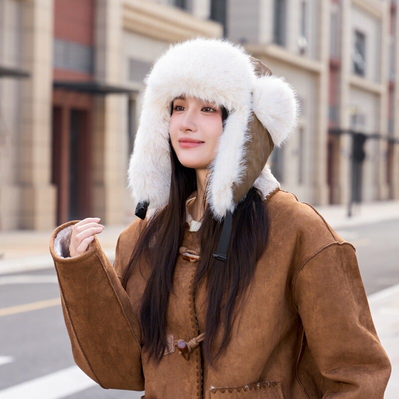 Plush Trapper Hat Unisex Winter Western Sichuan Travel Warm Hat Faux Fur - Image 2