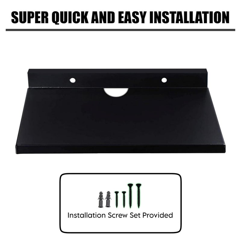 DIME حامل صندوق الإعداد الخشبي الهندسي | حامل صندوق التلفاز المثبت على الحائط لرفوف المنزل لحمل مكبرات الصوت وجهاز التوجيه WiFi ووحدة التحكم في الألعاب وجهاز البث عن بُعد (أسود) - Image 5