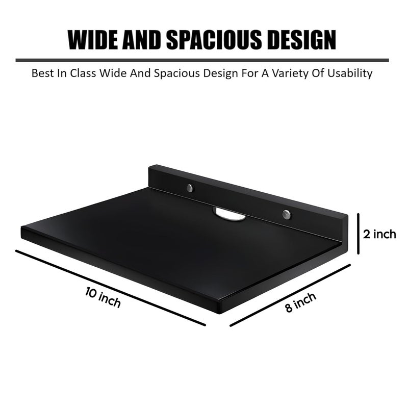 DIME حامل صندوق الإعداد الخشبي الهندسي | حامل صندوق التلفاز المثبت على الحائط لرفوف المنزل لحمل مكبرات الصوت وجهاز التوجيه WiFi ووحدة التحكم في الألعاب وجهاز البث عن بُعد (أسود) - Image 2