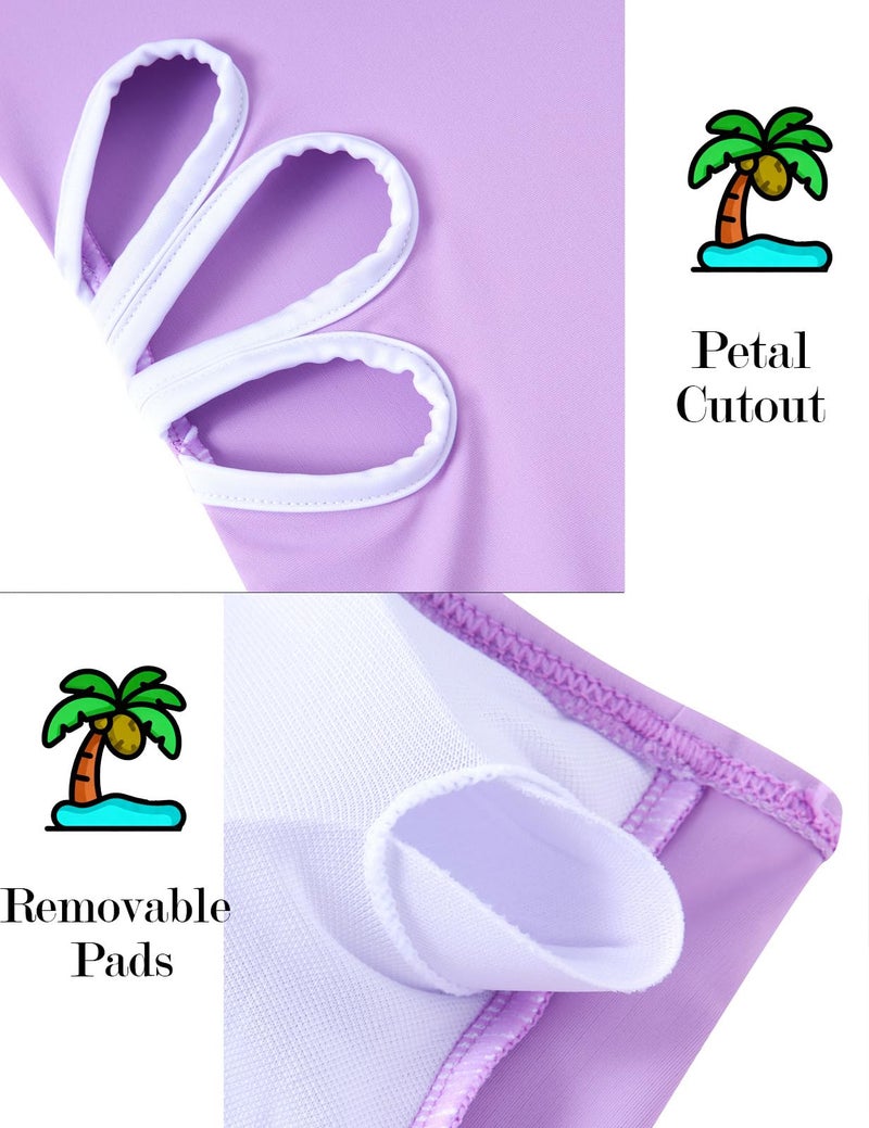 Cuddomper Girls Swimsuit Floral Cut Out One Piece Bathing Suit Adjustable Straps Swimwear with Blue Cover Up Skirt Vacation Beach Size 13-14 - Image 5
