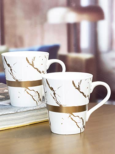 White Gold Porcelain Coffee Mug Set of 2 pcs, Multicolor, 310 ml, WG-1523-WHITE - Image 1