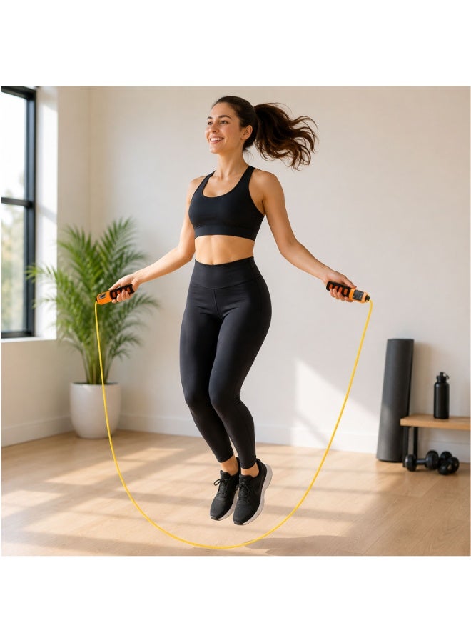 Lacoz Adjustable Jump Rope with Mechanical Counter, Comfortable Non-Slip Handle Grips, Adjustable Skipping Rope for Fitness, Cardio, Weight Loss and Daily Exercise Orange - Image 3
