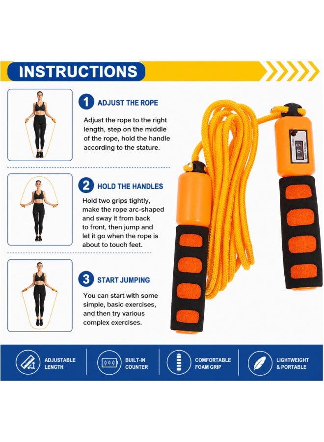 Lacoz Adjustable Jump Rope with Mechanical Counter, Comfortable Non-Slip Handle Grips, Adjustable Skipping Rope for Fitness, Cardio, Weight Loss and Daily Exercise Orange - Image 5