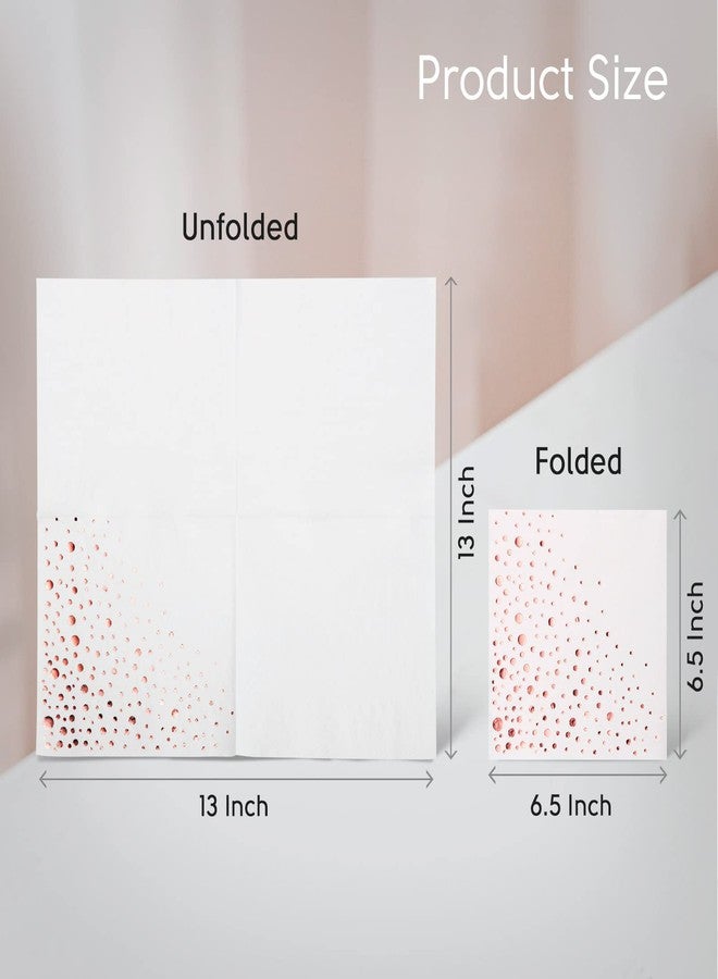 The Essential Concierge 100 Pack Disposable Napkins, Rose Gold & White, 6.5 x 6.5 Inch, 3-Ply Paper Napkins - Image 5