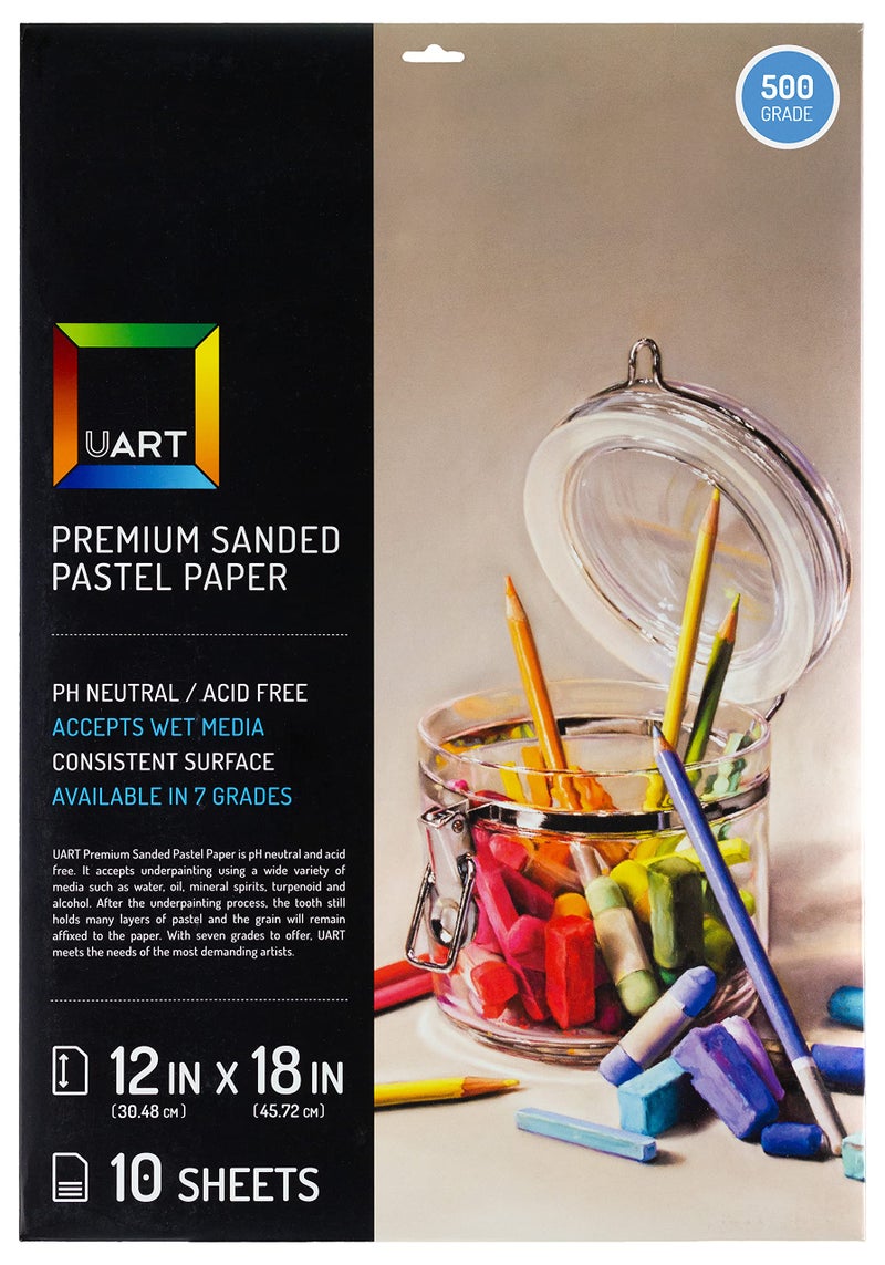 Uart Sanded Pastel Art Paper OffWhite 12 x 18 Paper Grit 500 10 Sheet Pack