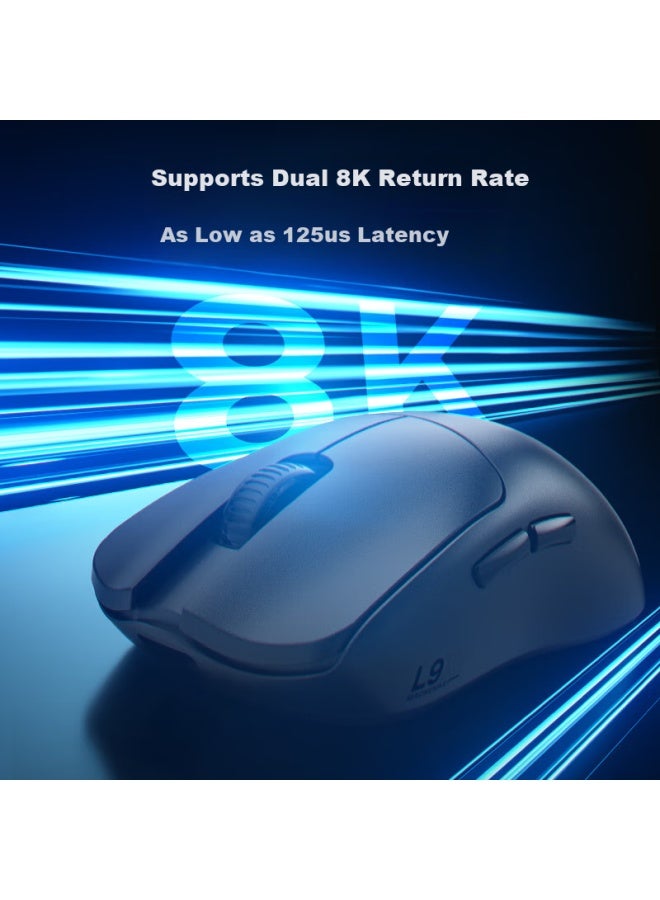Machenike L9x1 Advanced Lightweight Wireless Mouse, Gaming And Office Wired/2.4g/bluetooth Tri-mode, Paw3395 Dual 8k, 49g Lightweight Design Without Holes, White - Image 3