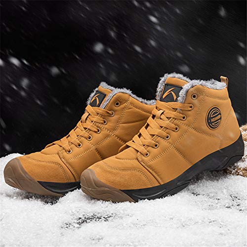 UPSOLO Mens Winter Boots Snow Booties Warm Soft Rubber Sole Backpacking Trekking Shoes Outdoor Trekking Casual Walking Lightweight Sneakers(6118 Yellow 43) - Image 5