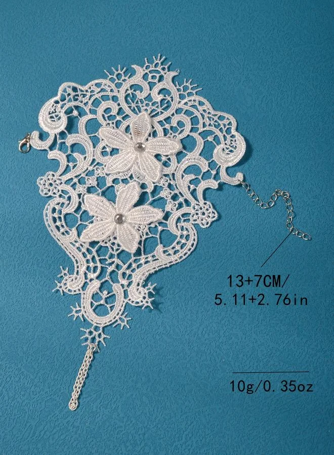 Take Two White lace and Rhinestone Details Ring Bracelet
