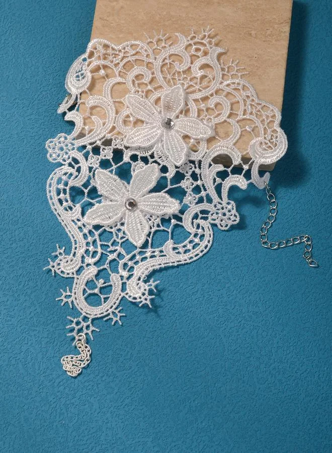 Take Two  White lace and Rhinestone Details Ring Bracelet for Women | Best Price UAE