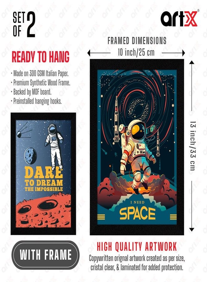 ArtX إطارات جدارية من ArtX Paper Space تحمل اقتباسات تحفيزية، اقتباسات ملهمة لتزيين المنزل والمكتب وغرفة الدراسة، ملصقات مؤطرة متعددة الألوان، مقاس A4، مجموعة من قطعتين - Image 2