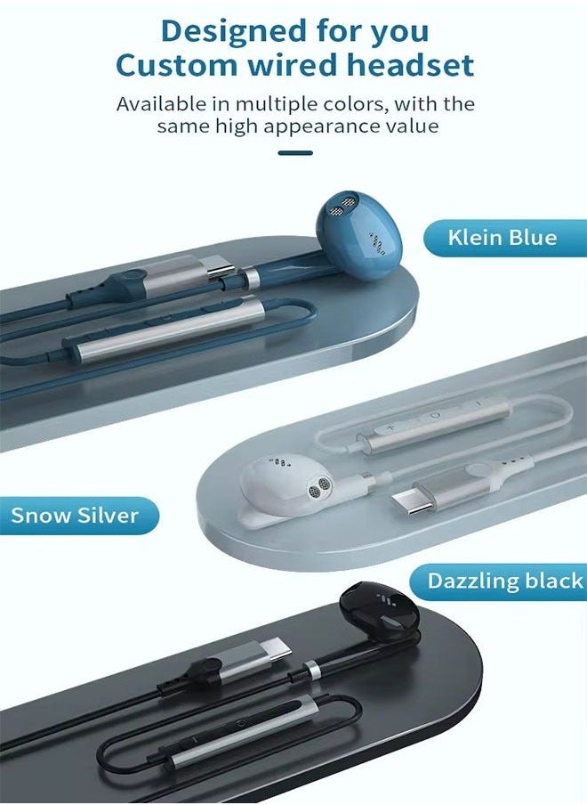 Generic - In-Ear Noise Cancelling Headphones With Microphone For IPhone 15 Pro Max Samsung S24 Ultra A53 A54 S23 FE S22 S21 - Blue - Image 1