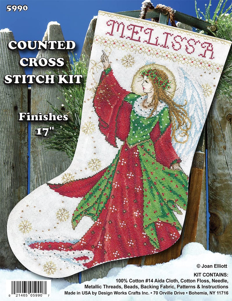 Tobin DW5990 14 Count Angel of Joy Stocking Counted Cross Stitch Kit, 17-Inch Long,Multiple - Image 2