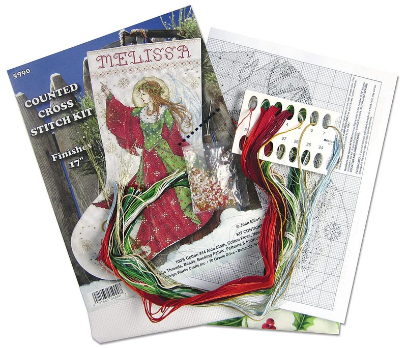Tobin DW5990 14 Count Angel of Joy Stocking Counted Cross Stitch Kit, 17-Inch Long,Multiple - Image 3