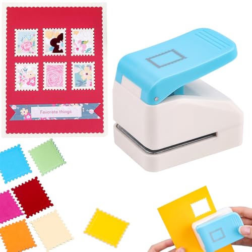 CYFUN DESIGN Stamp Puncher, Stamp Shaped Hole Punch,1.1x0.9inch Rectangle Postage Stamps Craft Punch, Stamps Cutter Hole Punches, Journaling Supplies Punchers, Paper Punches for DIY Scrapbooking Card Making - Image 1