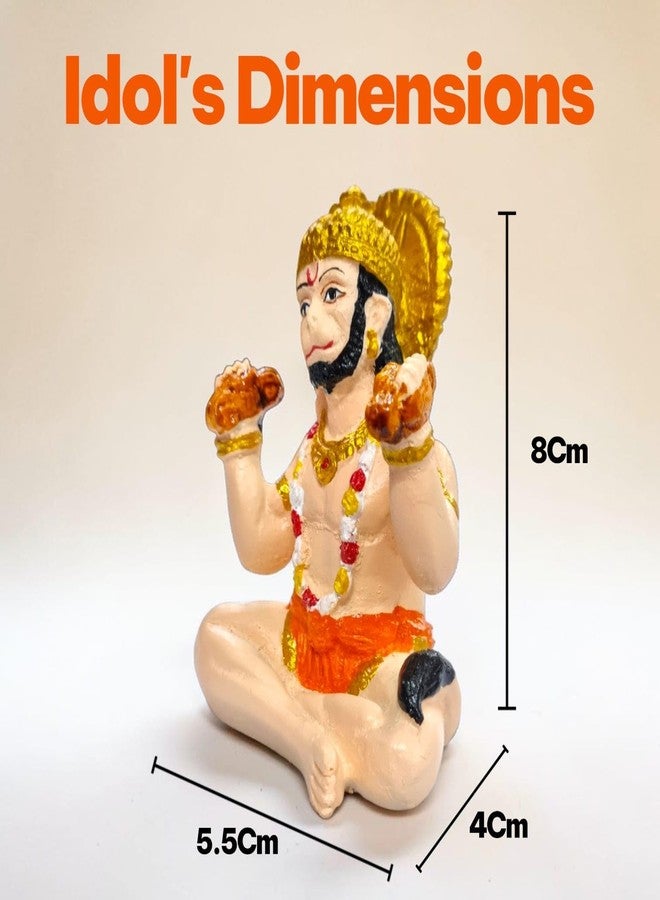 RIANZ® Handcrafted Hanuman Ji Idol for Car Dashboard, Home Temple & Office Decor - Rasik Pose Bajrangbali Murti with Traditional Ornaments - Vibrant Resin Statue for Gift & Vastu (Multi Color) - Image 5