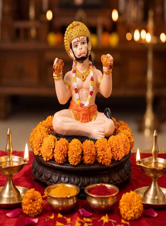 RIANZ® Handcrafted Hanuman Ji Idol for Car Dashboard, Home Temple & Office Decor - Rasik Pose Bajrangbali Murti with Traditional Ornaments - Vibrant Resin Statue for Gift & Vastu (Multi Color) - Image 1